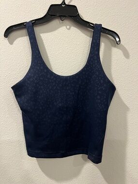 Lululemon Glow Up Tank -Medium Support -True Navy Leopard embossed print.
